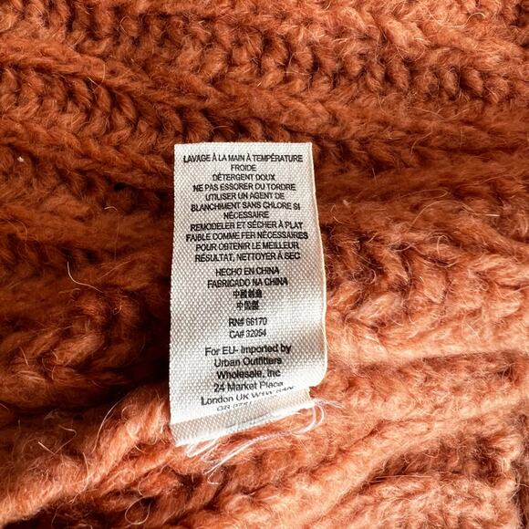 Free People Orange Long Sleeve Cowl Neck Sweater, L - Picture 6 of 6